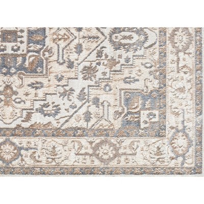 Desert Sand Beige and Slate Floral 5' x 7' Area Rug