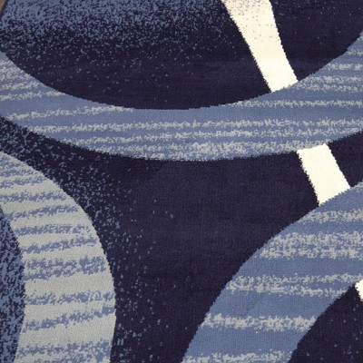 Navy Blue Abstract Geometric 3-Piece Synthetic Area Rug Set