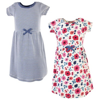 Touched by Nature Big Girls and Youth Organic Cotton Short-Sleeve Dresses 2pk, Garden Floral