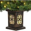 Pre-Lit Potted Snow Flocked Artificial Christmas Tree with 200 LED Lights, Red Berry Clusters, Hinged PVC Branches - 2 of 4
