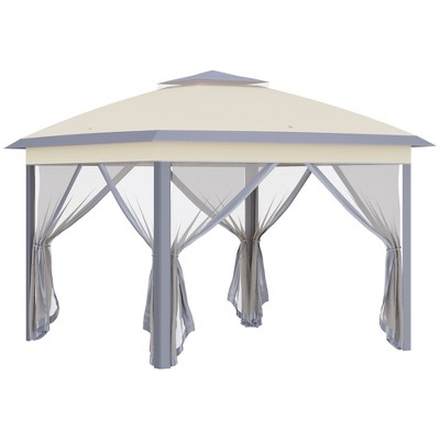 TiramisuBest 11'x11' Outdoor Pop-Up Gazebo,Removable Zipper Netting & 2-Tier Soft Top for Patio/Backyard/Garden/Camping (Coffee)