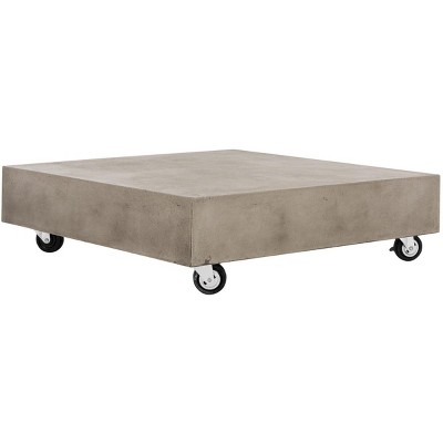Gargon Dark Gray Concrete Square Coffee Table with Casters