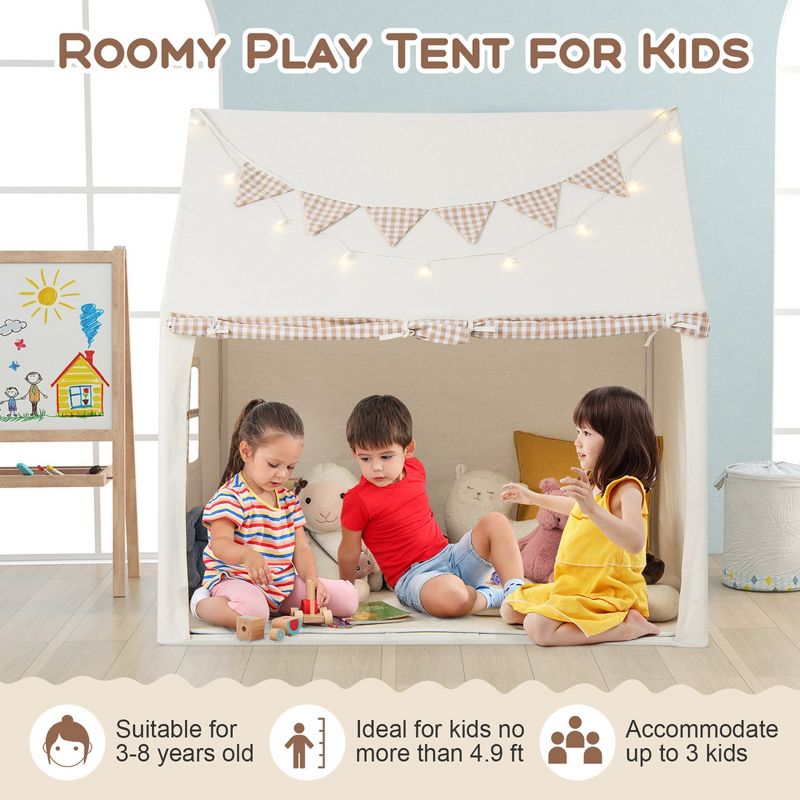 Honeyjoy Kids Play Tent Large Playhouse with Padded Mat 2 Breathable Windows Star Lights, 5 of 11