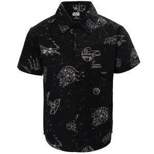 Star Wars Millennium Falcon TIE Fighter X-Wing Button Down Dress Shirt Toddler - 1 of 4