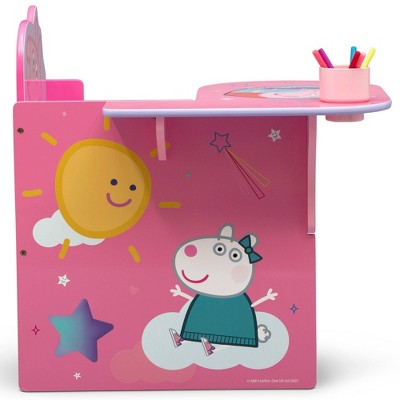 Peppa Pig Kids' Pink Wood Chair Desk with Storage Bin