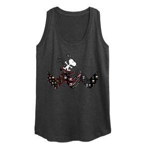 Women's Peanuts Snoopy Skating Pattern Graphic Racerback Tank - Heather Charcoal - X-Large - 1 of 4