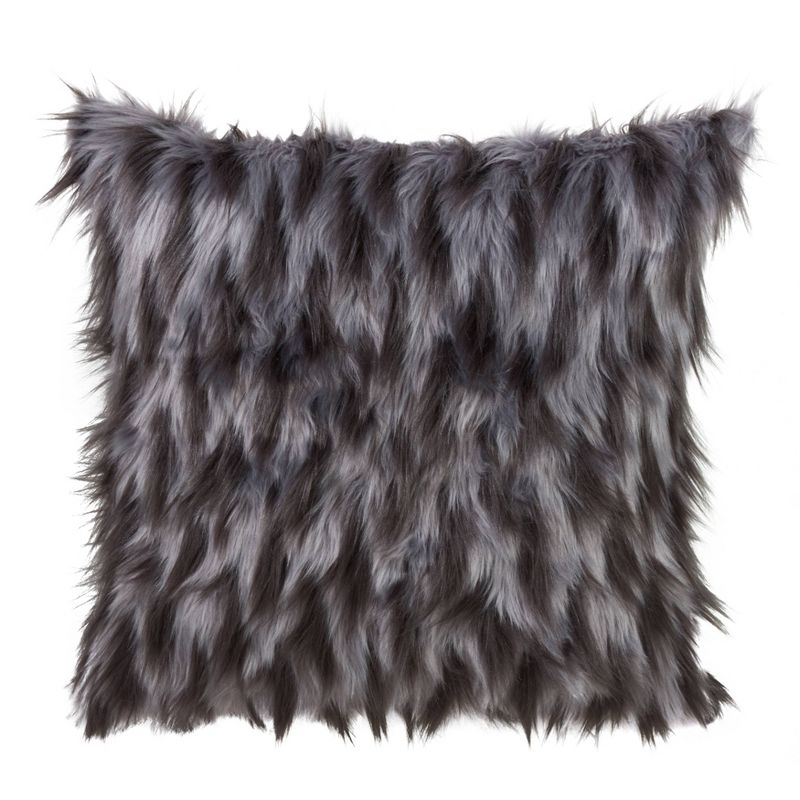 Faux Fur Pillow Black - Saro Lifestyle, 1 of 5