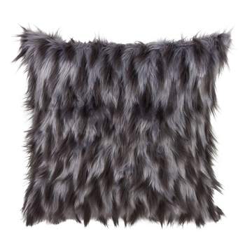 Faux Fur Pillow Black - Saro Lifestyle