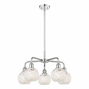 White Mouchette - 5 Light Stem Hung Chandelier In Modern Style-13.5 Inches Tall and 24 Inches Wide - 1 of 1