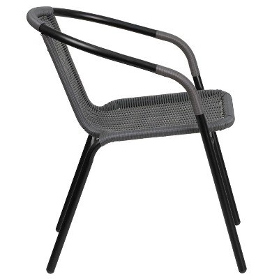 Elegant Gray Rattan Stackable Indoor-Outdoor Dining Chair Set