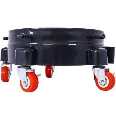5 Gallon Bucket Dolly with Wheels, Heavy Duty Plastic Drum Dolly with 5 Smooth-Rolling Swivel Casters Secure Locking Cart for Car Washing