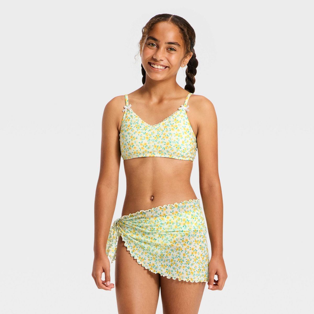 Girls' 3pc Rosie Blooms Bikini Set - art class™ Yellow