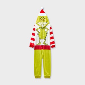 Kids' The Grinch Christmas Long Sleeve Union Suit - Green - 1 of 3