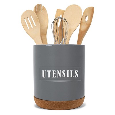 Elanze Designs Utensils Grey X-Large Cork Bottom Kitchen Utensil Holder