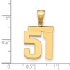 Black Bow Jewelry 14k Yellow Gold, Athletic Collection Medium Polished Number 51 Pendant - 2 of 3