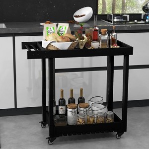 Multi-purpose Cart, Double Shelves, 1000 lbs Heavy Duty Rolling Utility Cart with 4 360° Swivel Wheels for Kitchen/Garage/Cleaning/Office - 1 of 4