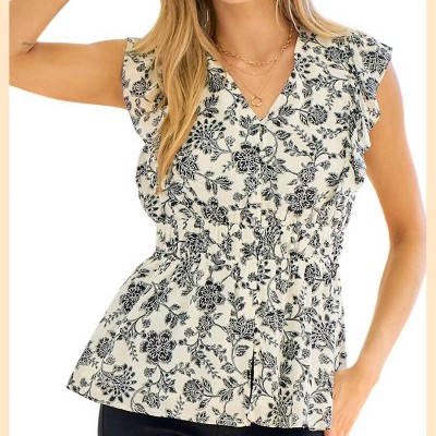Women's Ruffled Sleeveless Blouse - Doe and Rae