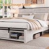 Okak Queen/Full Size Platform Bed Frame with Storage Cabinet & Charging Station,Farmhouse Wood Slats Design Master Bedroom Bed - 4 of 4
