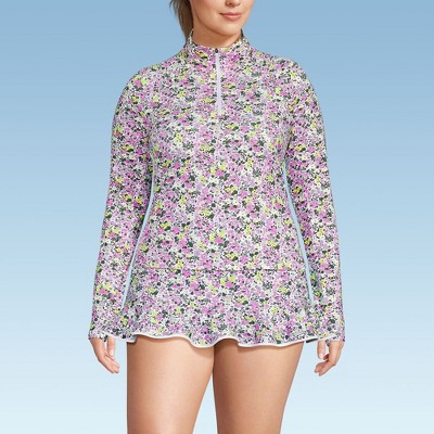 Lands' End Women's Long Sleeve Rash Guard Cover-up UPF 50
