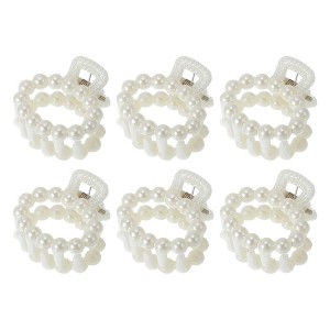 Unique Bargains Women Fashion Pearl Mini Hair Clip Pearl Oval Hairdo Clips 6 Pcs - 1 of 4