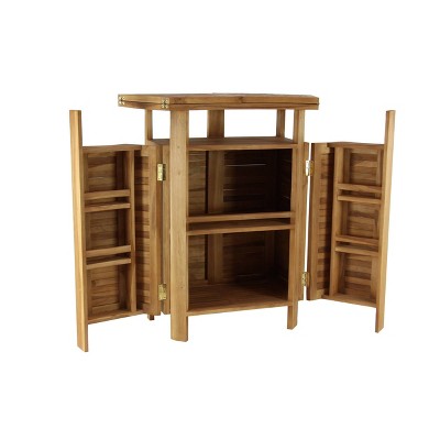 Teak Wood Indoor Outdoor Folding Bar Table with Expandable Sides