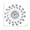 HomeRoots 27" Silver White And Black Metal and Glass Silent Analog Floral Round Wall Clock - 3 of 4