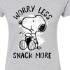 Women's - Peanuts - Worry Less Snack More Snoopy Fitted Graphic T-Shirt - 2 of 4