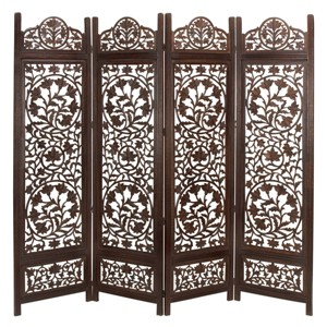 Olivia & May Traditional Wood Irregular Room Divider Screen Brown: 3-Panel MDF Frame, No Assembly Required - 1 of 4
