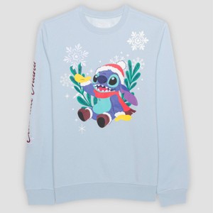 Adult Lilo & Stitch Ohana Holiday Family Matching Fleece Sweatshirt - Blue - 1 of 4