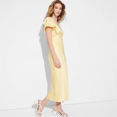 Women's Flutter Short Sleeve Maxi A-Line Dress - Wild Fable™ Light Yellow XS