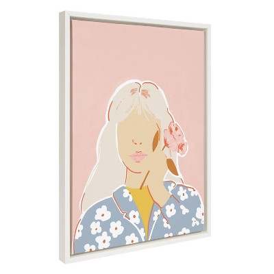 Thanks for The Flowers Abstract Canvas Print in White Frame
