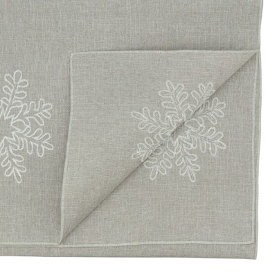 Silver Snowflake Embroidered Polyester Table Runner