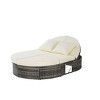 Coolbibila-Outdoor Round Daybed, Sun Lounger With Backrests And Foldable Cup Trays, Reclining Outdoor Lounger Wicker With Cushions And Pillows - 3 of 4