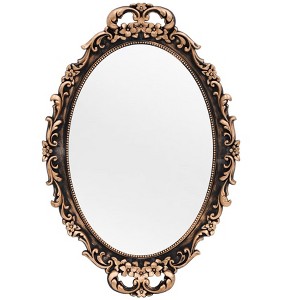 Aoibox Vintage Decorative Gold Framed Mirror, Wall Hanging & Tabletop Tray for Bedroom Living Room Dresser Decor, Oval Bronze - 1 of 4