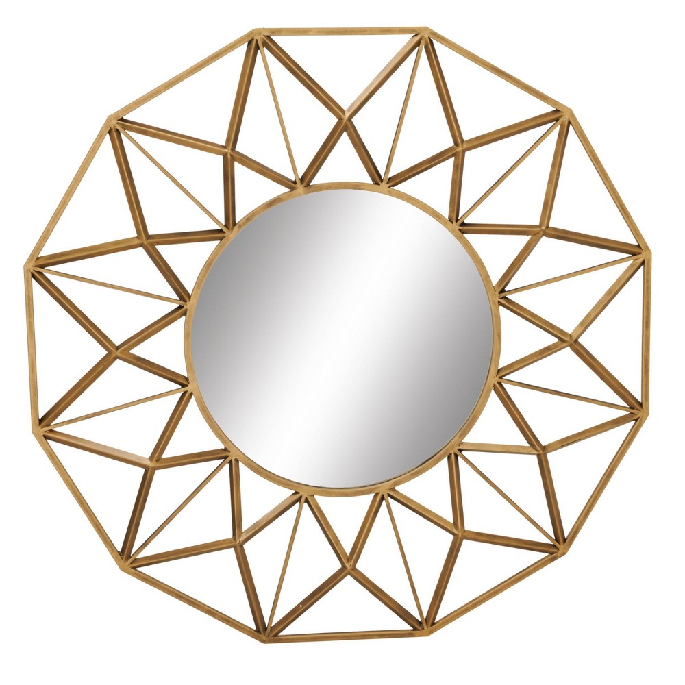 Photos - Wall Mirror 34" Metal Starburst  Gold - Olivia & May: Luxury Glam Decor, No Assembly Required