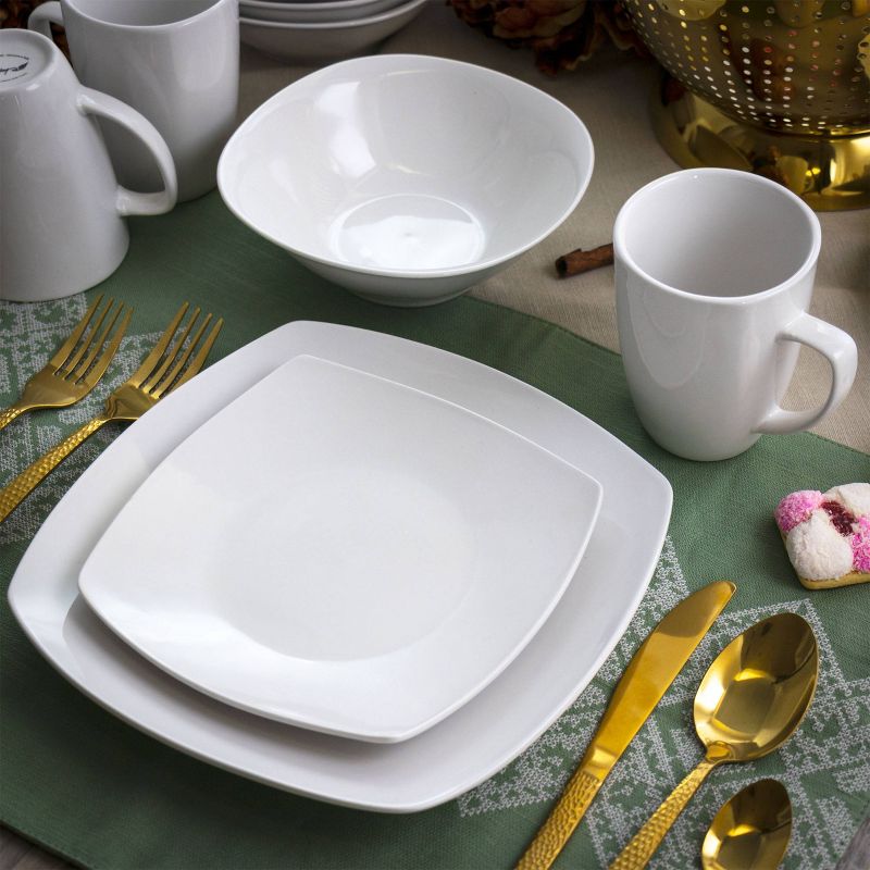 16pc Porcelain Bishop Square Dinnerware Set White - Elama, 5 of 8