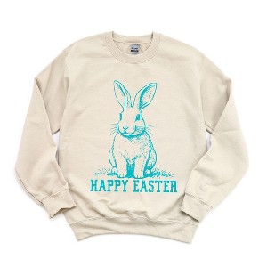 Simply Sage Market Women's Graphic Sweatshirt Happy Easter Bunny Outline - 1 of 4