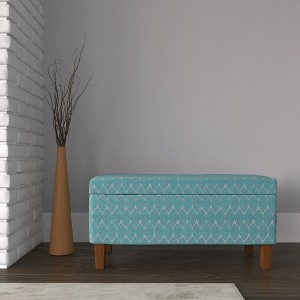 Large Textured Storage Bench - Teal - HomePop, Blue