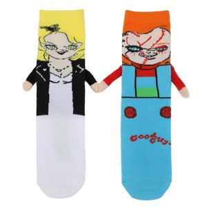 Chucky & The Bride Of Chucky Women’s Casual Crew Magnetic Hand Holding Socks - 1 of 4