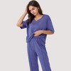 Anna-Kaci Lounge Women's Relaxed Fit Lounge Set with V-Neck Short Sleeve Top and Full-Length Pants - 3 of 4