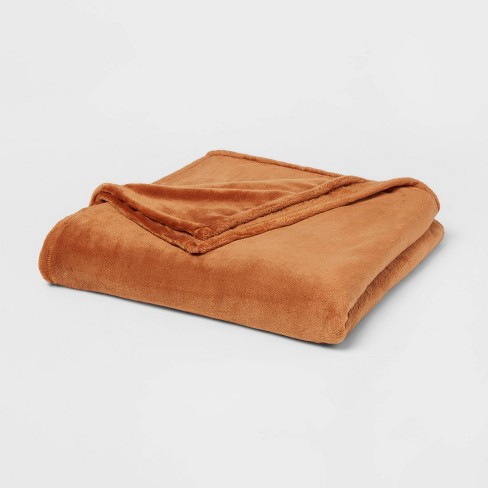 Full Queen Microplush Bed Blanket Caramel Threshold