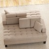 LOVMOR Deep Tufted Upholstered Textured Fabric 2 pieces Chaise Lounge set,2 Toss Pillow included,Living room Bedroom Use - 2 of 4