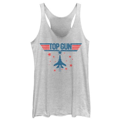 Women's Top Gun Fighter Jet And Stars Logo Racerback Tank Top - White ...