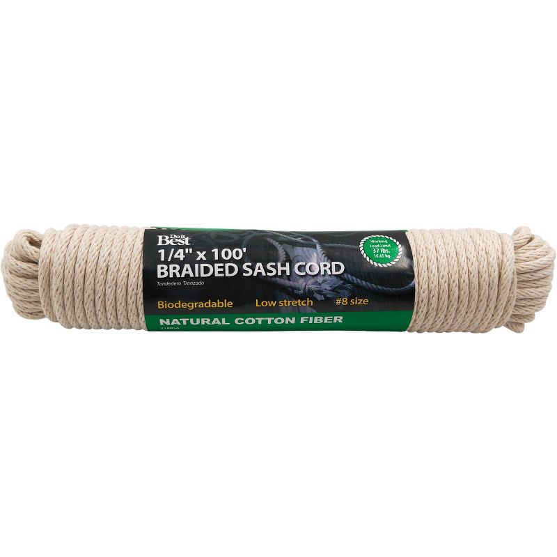 Do it Best  1/4 In. x 100 Ft. White Solid Braided Cotton Sash Cord 218856, 1 of 3