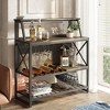 Bestier 3 Tier Liquor Bar Table Wine Bar Cabinet Coffee Station with S-hooks &  Glass Holder for Kitchen and Dining Room - 2 of 4