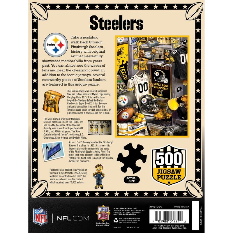 MasterPieces 500 Piece Puzzle - Pittsburgh Steelers Locker Room - 15"x21", 4 of 7