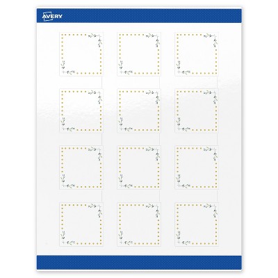 Avery 2" x 2" Labels, Gold Dots with Green Florals, 120 ct