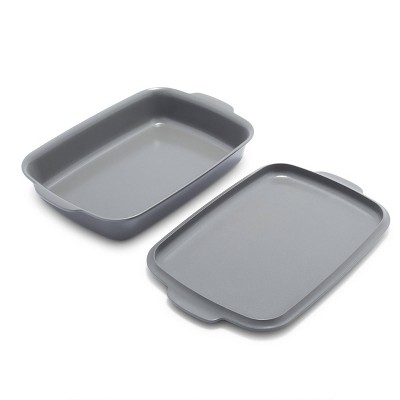 Gray Aluminum Nonstick Rectangular Baking Pan with Lid