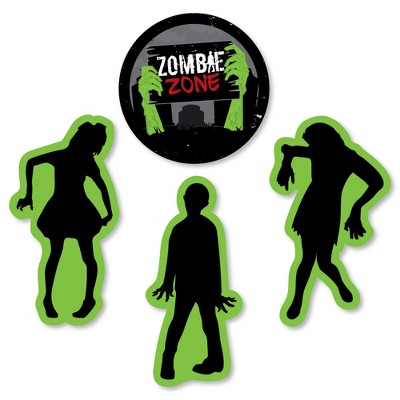 Big Dot of Happiness Zombie Zone - DIY Shaped Halloween or Birthday Zombie Crawl Party Cut-Outs - 24 Count