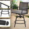 Tangkula Patio Swivel Bar Stools Set of 2 Outdoor Counter Height Bar Chairs w/ PE Rattan Back - 4 of 4